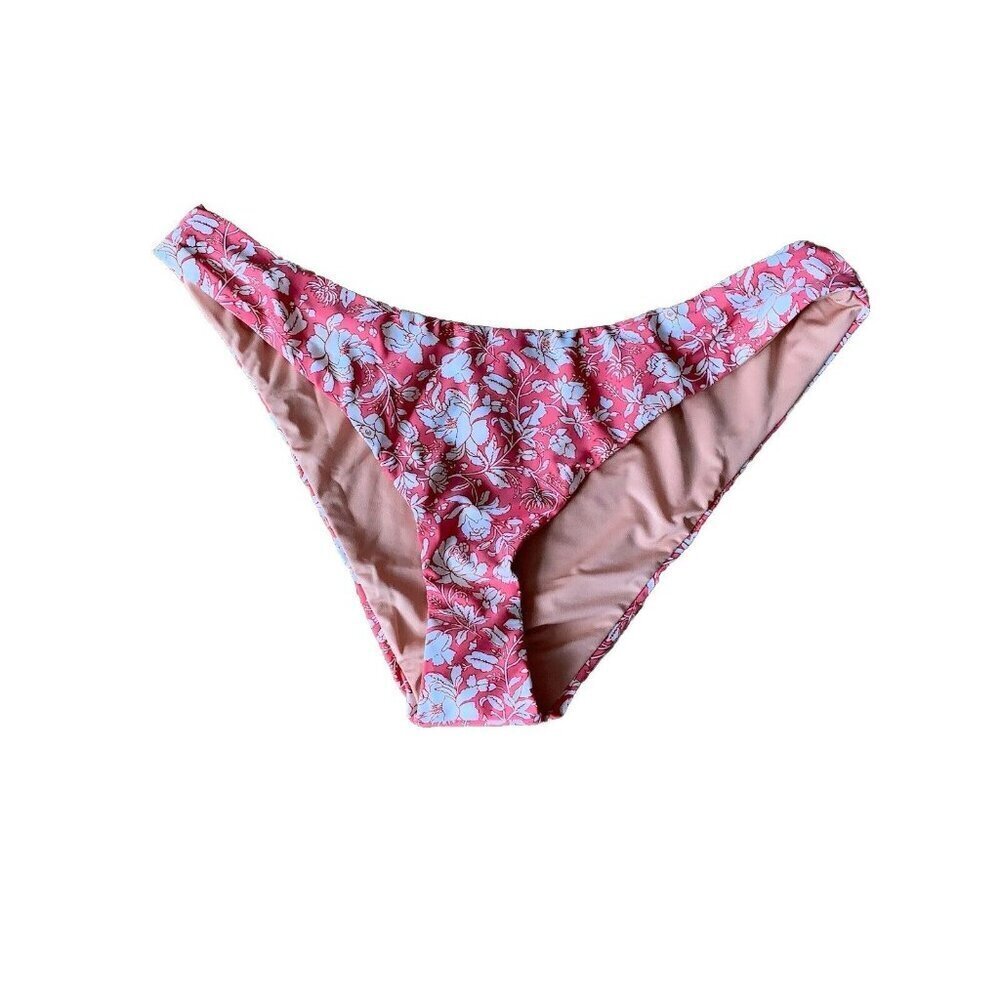 J.Crew Bikini Swim Bottom Curved Waist Pink White Floral BH553 Size Large NWT